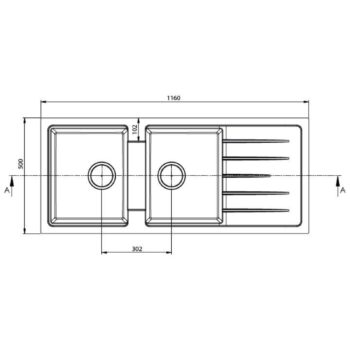 Real Stone P021 Esila Çift Gözlü Granit Mutfak Eviyesi Siyah 116.5 x 50 Cm - Görsel 2