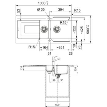 Franke Urban UBG 651-100 Sahara 1.5 Gözlü Granit Mutfak Evyesi - Görsel 2