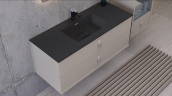 Real Stone Flatstone 80x50 Antrasit Etajerli Granit Banyo Lavabosu - Görsel 2