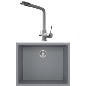 Real Stone K012 Gri Mutfak Evyesi + Abant Arıtmalı Mutfak Bataryası