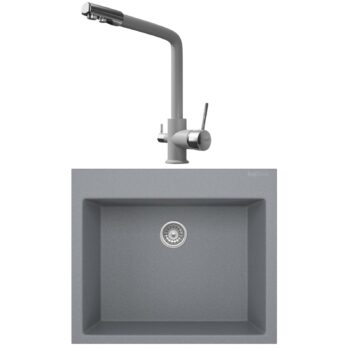 Real Stone K002 Gri Mutfak Evyesi + Abant Arıtmalı Mutfak Bataryası