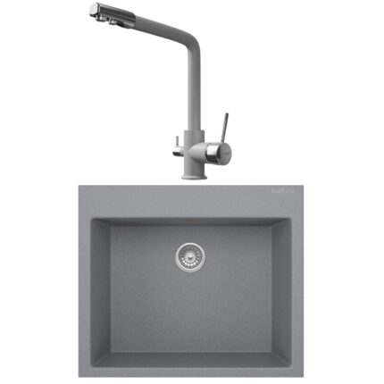 Real Stone K002 Gri Mutfak Evyesi + Abant Arıtmalı Mutfak Bataryası