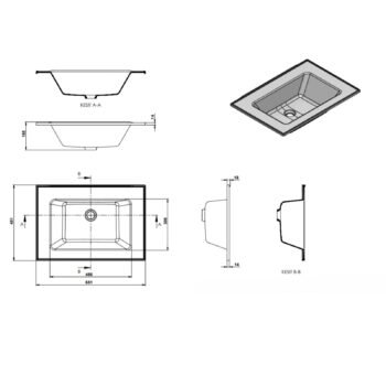 Real Stone ZENITH 65 Etajerli Antrasit Granit Banyo Lavabosu 65x45 - Görsel 3