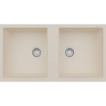 Real Stone P019 Nemrut Granit Mutfak Eviyesi Krem Tezgah Altı - Üstü 97x52 Cm İki Gözlü