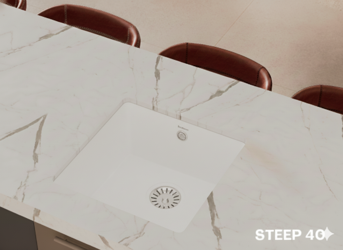 Real Stone Steep 40×40 Beyaz Granit Mutfak Eviyesi