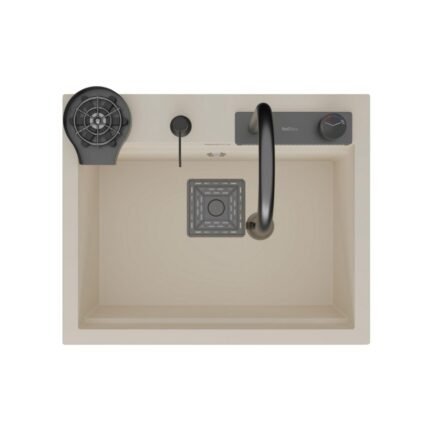 Real Stone Angel Granit Akıllı Eviye Seti Krem 60x49