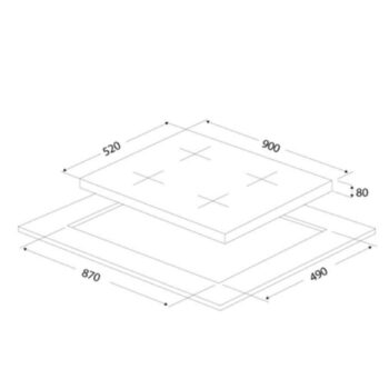 Ukinox Ares 90 XF 5 Gözlü Siyah Ankastre Cam Ocak - Görsel 2
