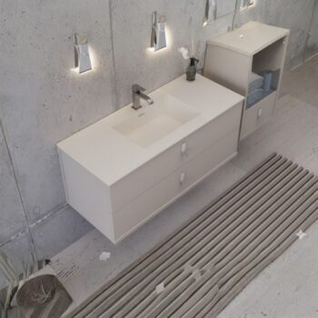 Real Stone Flatstone 80x50 Krem Etajerli Granit Banyo Lavabosu - Görsel 2