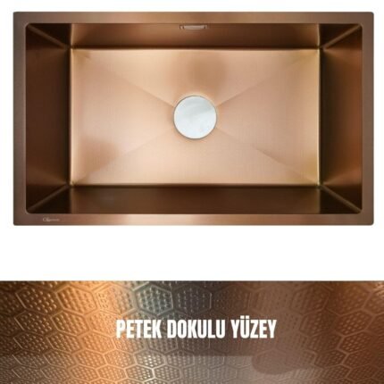 GL General 40x60 Bakır Petek Dokulu Çelik Mutfak Eviyesi 304 Paslanmaz Çelik 1mm