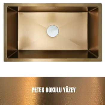 GL General 40x60 Gold Petek Dokulu Çelik Mutfak Eviyesi 304 Paslanmaz Çelik 1mm