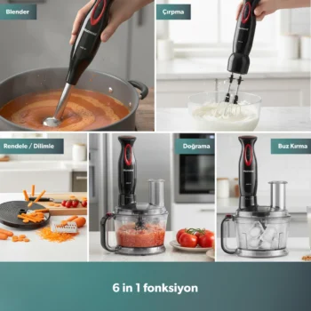 Homend Functionall 2851H Mutfak Robotu Siyah Kırmızı - Görsel 4