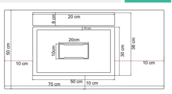 Real Stone Flatstone 70x50 Antrasit Etajerli Granit Banyo Lavabosu - Görsel 2