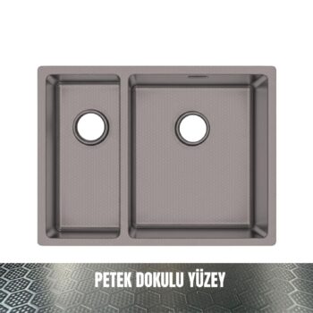 GL General Redux 58x44 Antrasit Petek Dokulu Sol 1,5 Gözlü Paslanmaz Çelik Mutfak Eviyesi