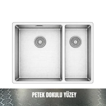 GL General Redux 58x44 Inox Petek Dokulu Sağ 1,5 Gözlü Paslanmaz Çelik Mutfak Eviyesi