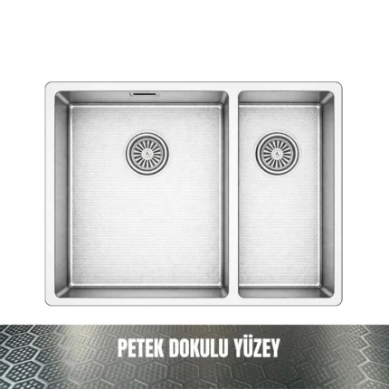 GL General Redux 58x44 Inox Petek Dokulu Sağ 1,5 Gözlü Paslanmaz Çelik Mutfak Eviyesi