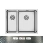 GL General Redux 58x44 Inox Petek Dokulu Sol 1,5 Gözlü Paslanmaz Çelik Mutfak Eviyesi