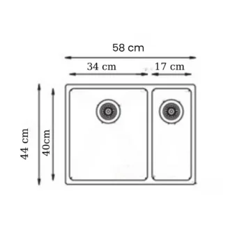 GL General Redux 58x44 Inox Petek Dokulu Sol 1,5 Gözlü Paslanmaz Çelik Mutfak Eviyesi - Görsel 2