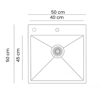 GL General SAGAX 50x50 Inox Petek Dokulu Çift Delikli Mutfak Eviyesi 304 Paslanmaz Çelik 1mm - Görsel 2