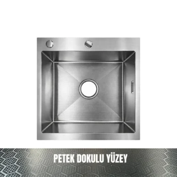GL General SAGAX 50x55 Inox Petek Dokulu Çift Delikli Mutfak Eviyesi 304 Paslanmaz Çelik 1mm
