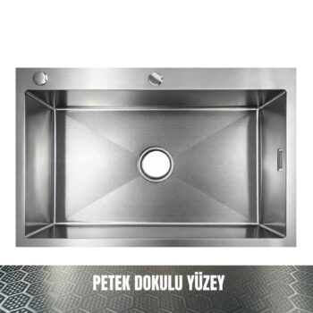 GL General SAGAX 50x60 Inox Petek Dokulu Çift Delikli Mutfak Eviyesi 304 Paslanmaz Çelik 1mm