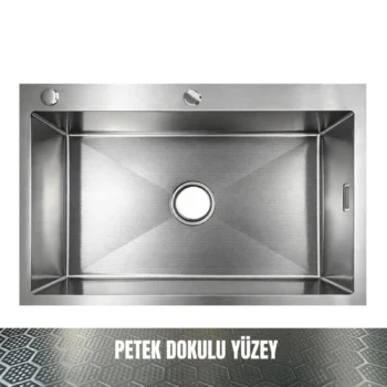 GL General SAGAX 50x60 Inox Petek Dokulu Çift Delikli Mutfak Eviyesi 304 Paslanmaz Çelik 1mm