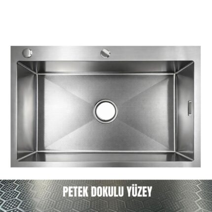 GL General SAGAX 50x60 Inox Petek Dokulu Çift Delikli Mutfak Eviyesi 304 Paslanmaz Çelik 1mm