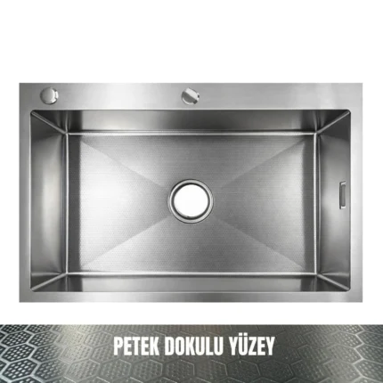 GL General SAGAX 50x60 Inox Petek Dokulu Çift Delikli Mutfak Eviyesi 304 Paslanmaz Çelik 1mm