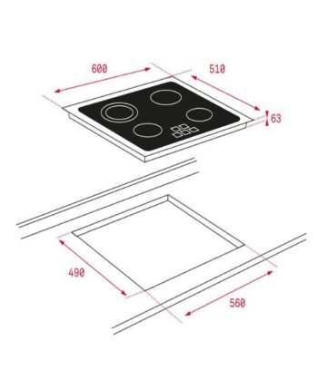 Çetintaş Evii 848 CAT L EI Siyah Emaye Cam Ankastre Ocak - Görsel 2