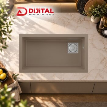 Real Stone Almila 75,5x42,4 cm Cappucino Granit Mutfak Eviyesi