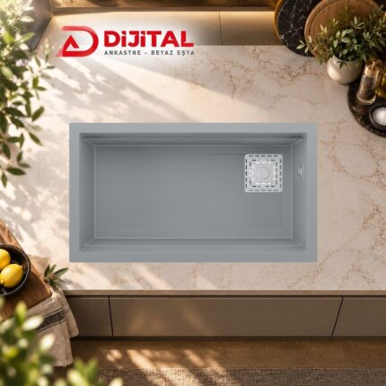 Real Stone Almila 75,5x42,4 cm Gri Granit Mutfak Eviyesi