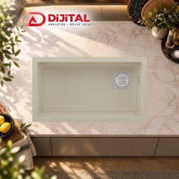 Real Stone Almila 75,5x42,4 cm Krem Granit Mutfak Eviyesi