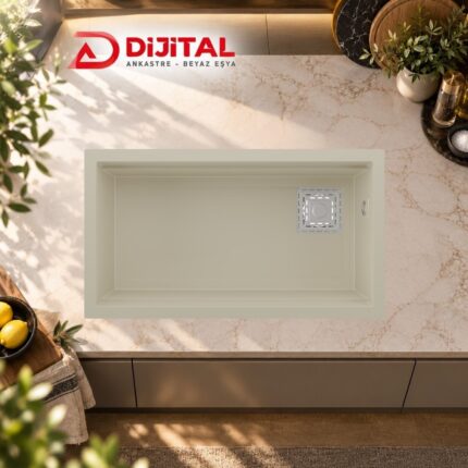 Real Stone Almila 75,5x42,4 cm Krem Granit Mutfak Eviyesi
