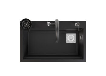 Real Stone Hermes Granit Akıllı Eviye Seti Siyah 75.5X47 cm - Görsel 2