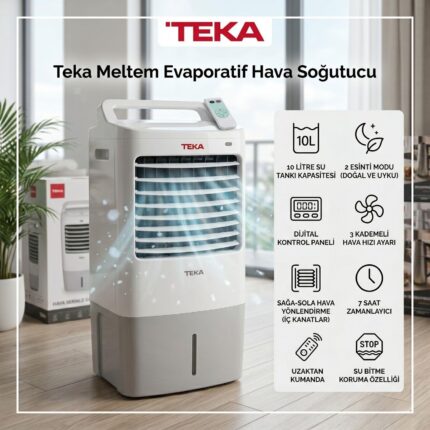 Teka Meltem Evaporatif Hava Soğutucu 10L Su Tanklı - Nemlendiricili - Dijital Kontrol - Kumandalı
