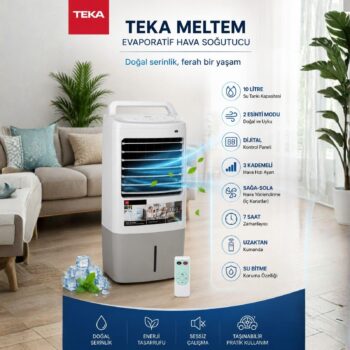 Teka Meltem Evaporatif Hava Soğutucu 10L Su Tanklı - Nemlendiricili - Dijital Kontrol - Kumandalı - Görsel 2