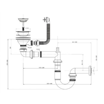 Teka Franke S-701-KYG Büyük Kafa Yuvarlak Taşmalı Uzun Vidalı Evye Sifon Takımı - Görsel 2