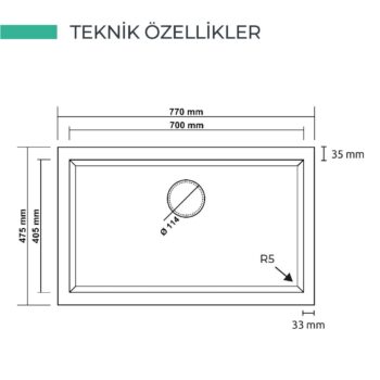 Real Stone K Serisi K013 Eviye Cappucino 77×47,5 cm Tezgah Altı - Görsel 3
