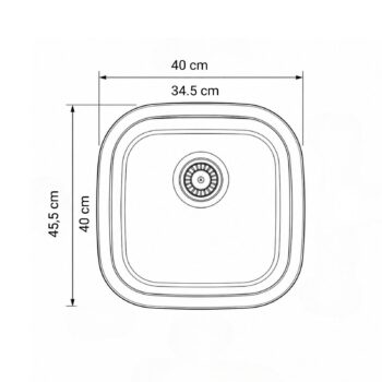 UN 345 Tek Hazneli Tezgah Altı 40x34.5 cm Paslanmaz Çelik Mutfak Eviyesi - Görsel 2