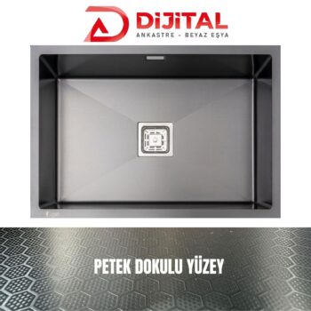 GL General NEO 60 40x60 Antrasit Petek Dokulu Mutfak Eviyesi 304 Paslanmaz Çelik 1mm