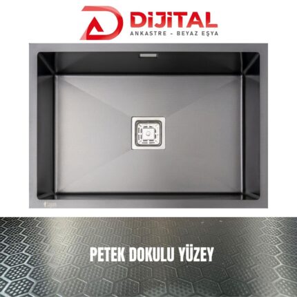 GL General NEO 60 40x60 Antrasit Petek Dokulu Mutfak Eviyesi 304 Paslanmaz Çelik 1mm