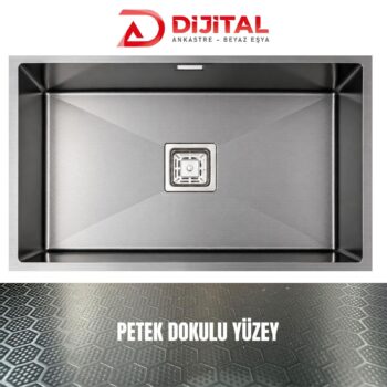 GL General NEO 70 40x70 Antrasit Petek Dokulu Mutfak Eviyesi 304 Paslanmaz Çelik 1mm