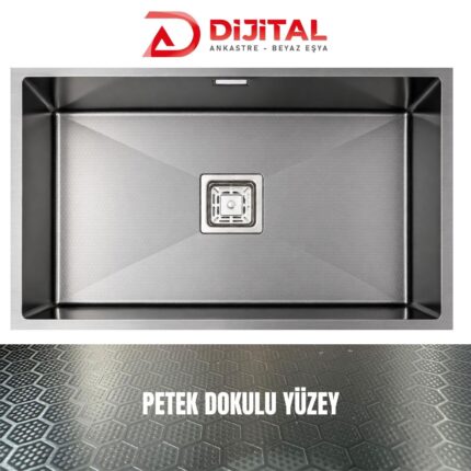 GL General NEO 70 40x70 Antrasit Petek Dokulu Mutfak Eviyesi 304 Paslanmaz Çelik 1mm